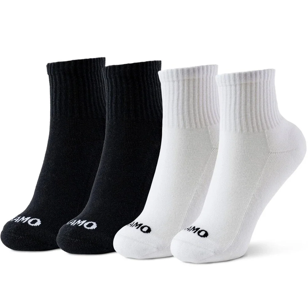 Kamo Women's Black White Fitness Daily Athletic Ankle Socks 4-Pack OS Fit - NWT
